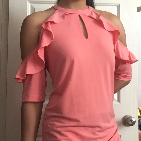ECI Tops - ECI New York coral cold shoulder blouse